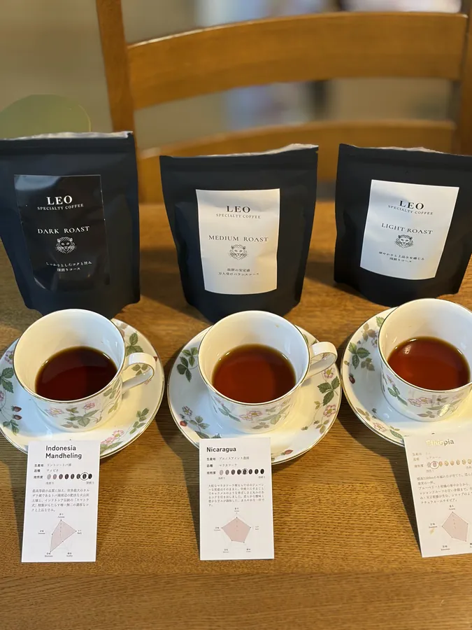 3種のコーヒーの色
